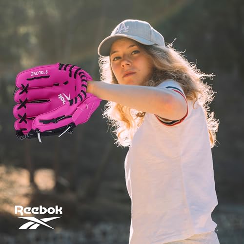 Reebok - Youth Baseball Glove Set, 9-Inch Kids Sports Glove with Foam Ball, Training Mitt for Beginners, Practice & Backyard Play (Pink) - Image 4